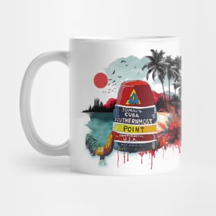 Key West Southern Most Point Marker with Cuban background - WelshDesigns Mug